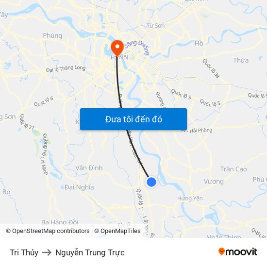 Tri Thủy to Nguyễn Trung Trực map