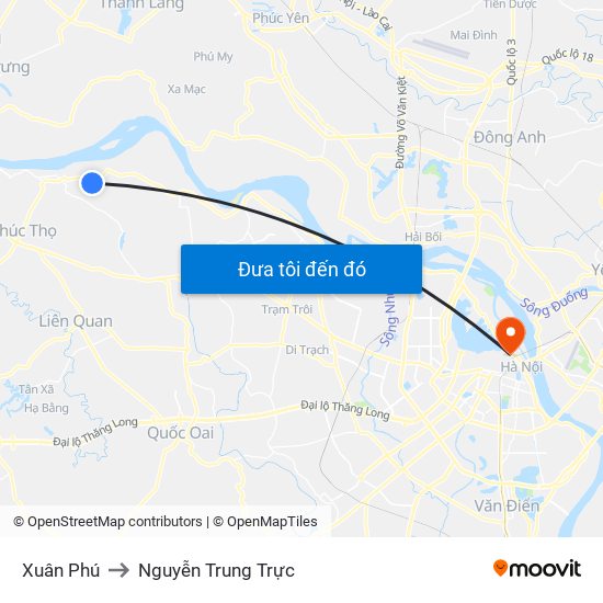 Xuân Phú to Nguyễn Trung Trực map