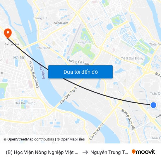 (B) Học Viện Nông Nghiệp Việt Nam to Nguyễn Trung Trực map