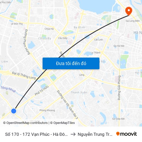Số 170 - 172 Vạn Phúc - Hà Đông to Nguyễn Trung Trực map
