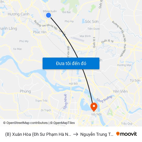 (B) Xuân Hòa (Đh Sư Phạm Hà Nội 2) to Nguyễn Trung Trực map