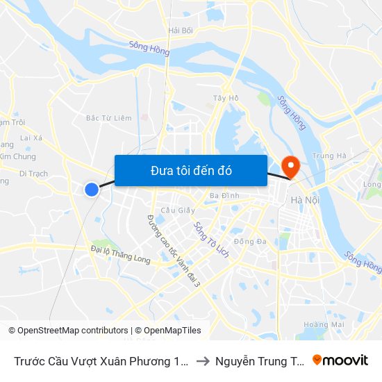 Trước Cầu Vượt Xuân Phương 100m to Nguyễn Trung Trực map