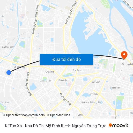 Kí Túc Xá - Khu Đô Thị Mỹ Đình II to Nguyễn Trung Trực map