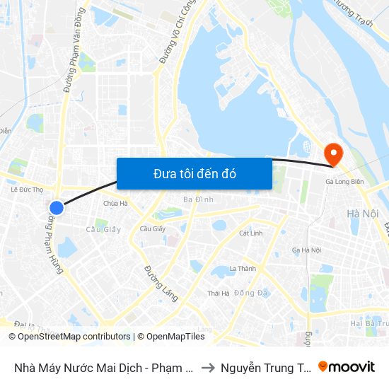 Nhà Máy Nước Mai Dịch - Phạm Hùng to Nguyễn Trung Trực map