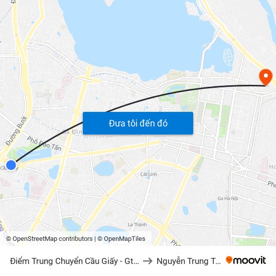 Điểm Trung Chuyển Cầu Giấy - Gtvt 01 to Nguyễn Trung Trực map