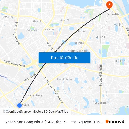 Khách Sạn Sông Nhuệ (148 Trần Phú- Hà Đông) to Nguyễn Trung Trực map