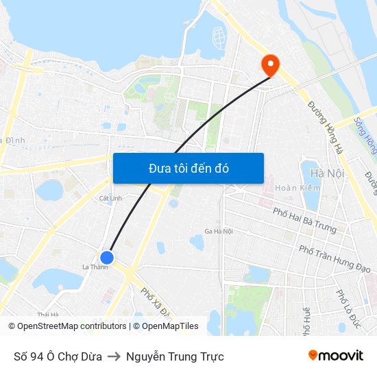 Số 94 Ô Chợ Dừa to Nguyễn Trung Trực map