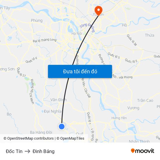 Đốc Tín to Đình Bảng map