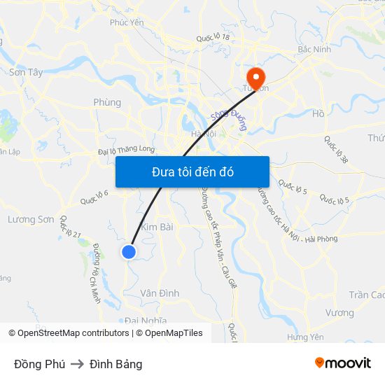 Đồng Phú to Đình Bảng map