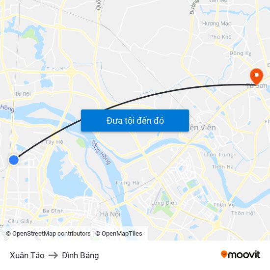 Xuân Tảo to Đình Bảng map