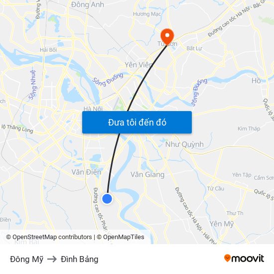 Đông Mỹ to Đình Bảng map