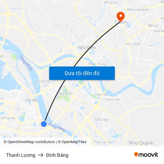 Thanh Lương to Đình Bảng map