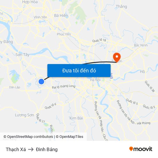 Thạch Xá to Đình Bảng map