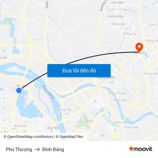 Phú Thượng to Đình Bảng map