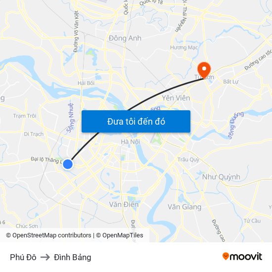 Phú Đô to Đình Bảng map