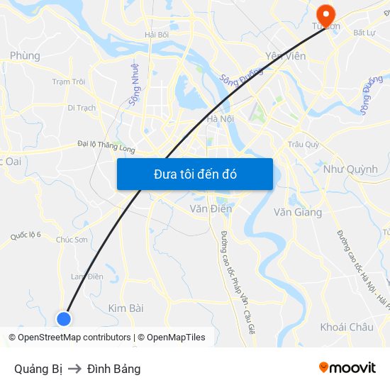 Quảng Bị to Đình Bảng map