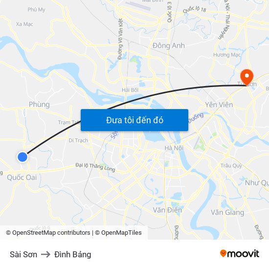 Sài Sơn to Đình Bảng map