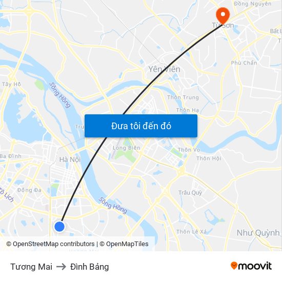 Tương Mai to Đình Bảng map