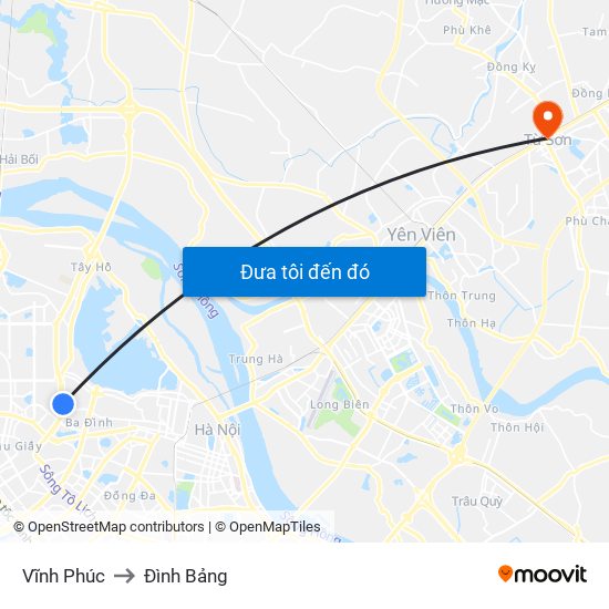 Vĩnh Phúc to Đình Bảng map