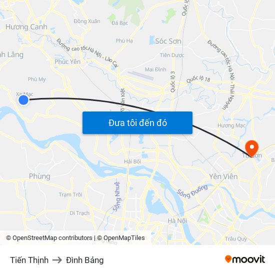 Tiến Thịnh to Đình Bảng map