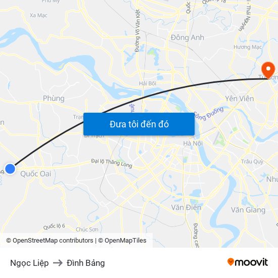 Ngọc Liệp to Đình Bảng map