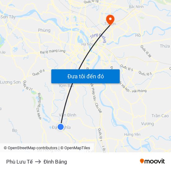 Phù Lưu Tế to Đình Bảng map