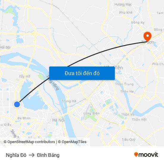 Nghĩa Đô to Đình Bảng map