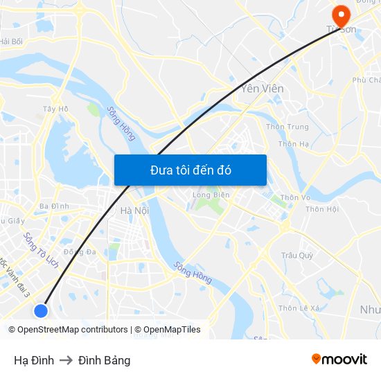 Hạ Đình to Đình Bảng map