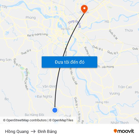 Hồng Quang to Đình Bảng map