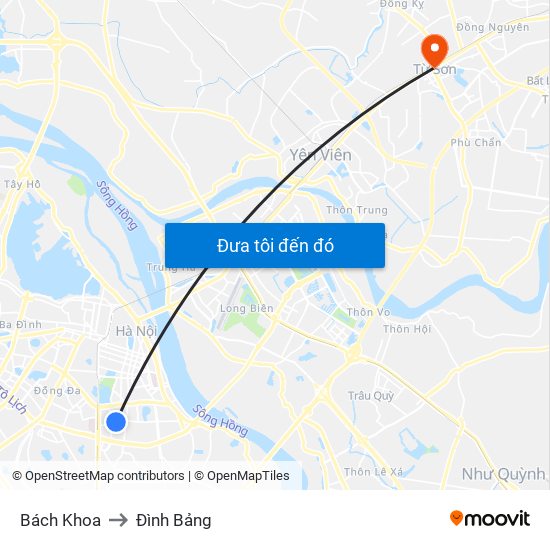 Bách Khoa to Đình Bảng map