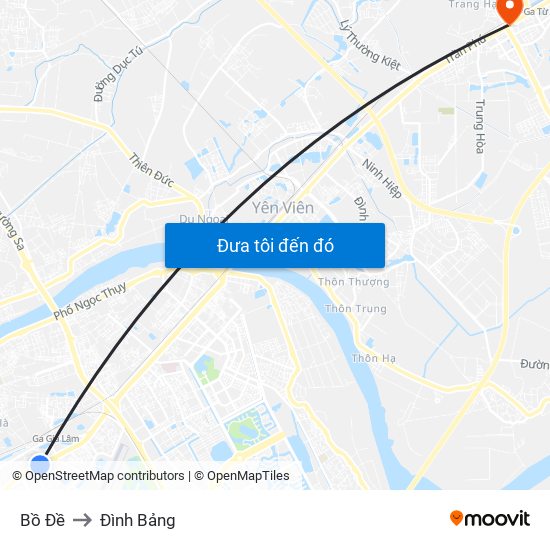 Bồ Đề to Đình Bảng map