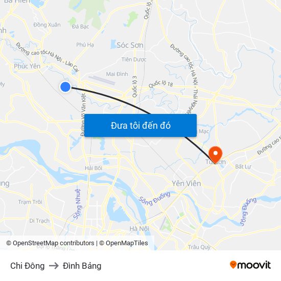 Chi Đông to Đình Bảng map