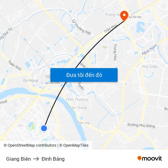 Giang Biên to Đình Bảng map