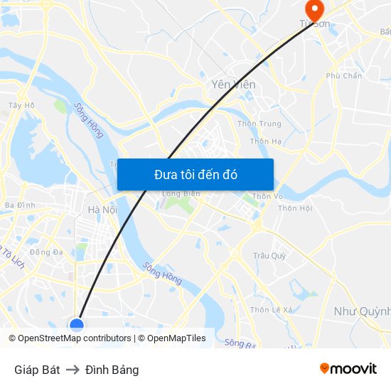 Giáp Bát to Đình Bảng map