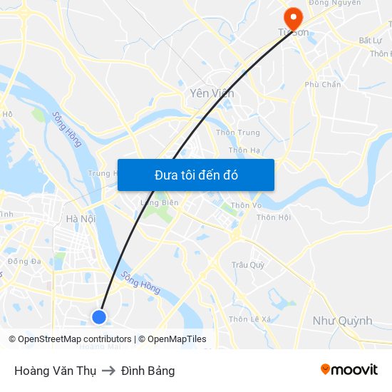 Hoàng Văn Thụ to Đình Bảng map