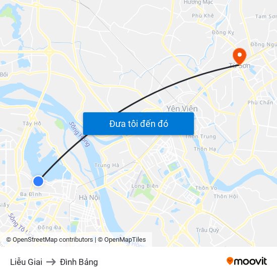 Liễu Giai to Đình Bảng map