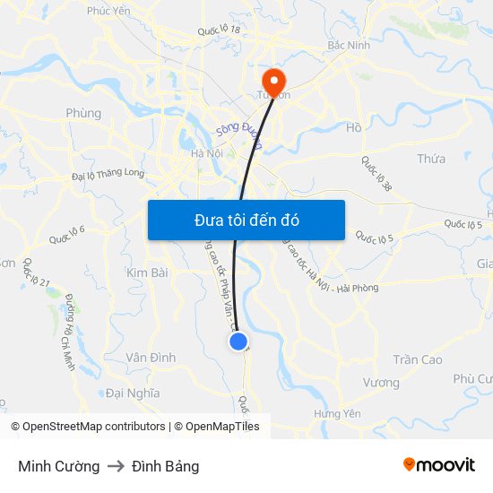 Minh Cường to Đình Bảng map