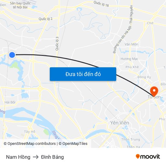 Nam Hồng to Đình Bảng map