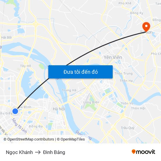 Ngọc Khánh to Đình Bảng map