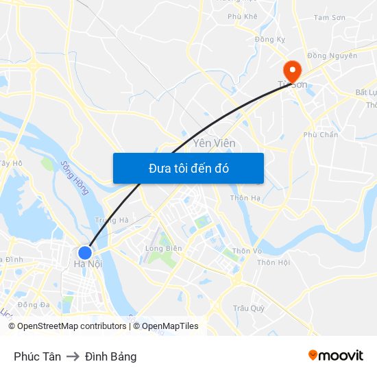 Phúc Tân to Đình Bảng map