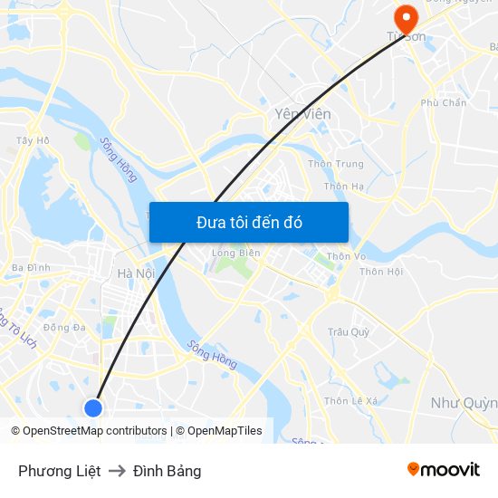 Phương Liệt to Đình Bảng map