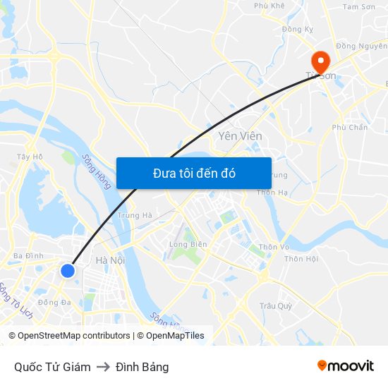 Quốc Tử Giám to Đình Bảng map