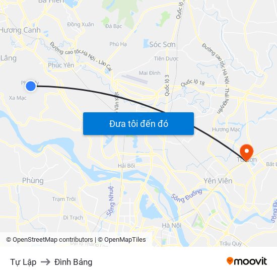 Tự Lập to Đình Bảng map