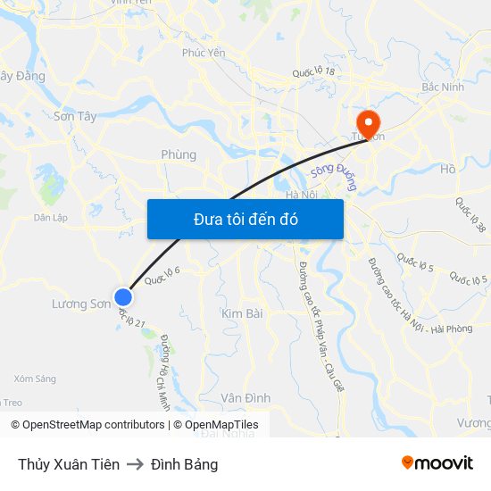 Thủy Xuân Tiên to Đình Bảng map