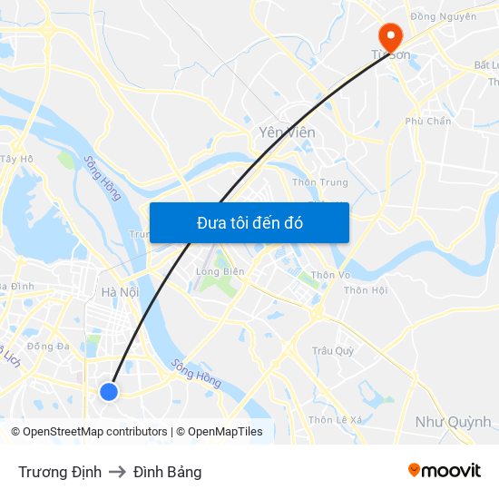 Trương Định to Đình Bảng map