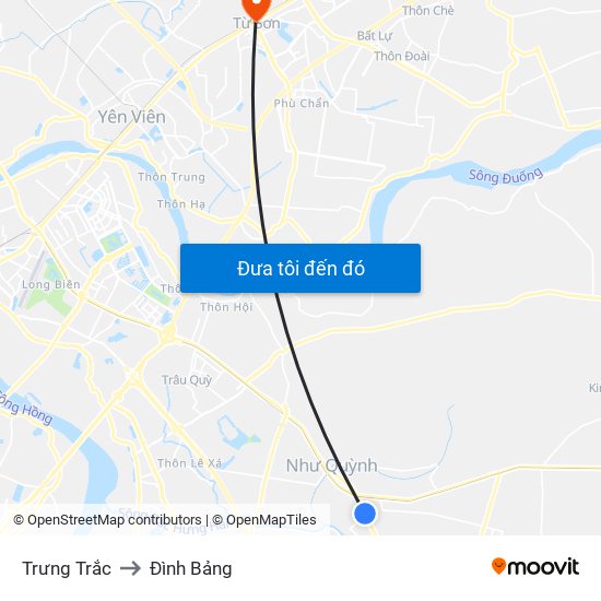 Trưng Trắc to Đình Bảng map