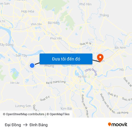 Đại Đồng to Đình Bảng map