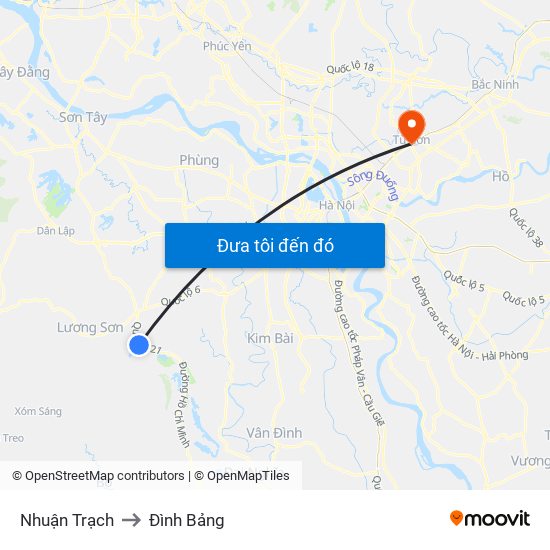 Nhuận Trạch to Đình Bảng map