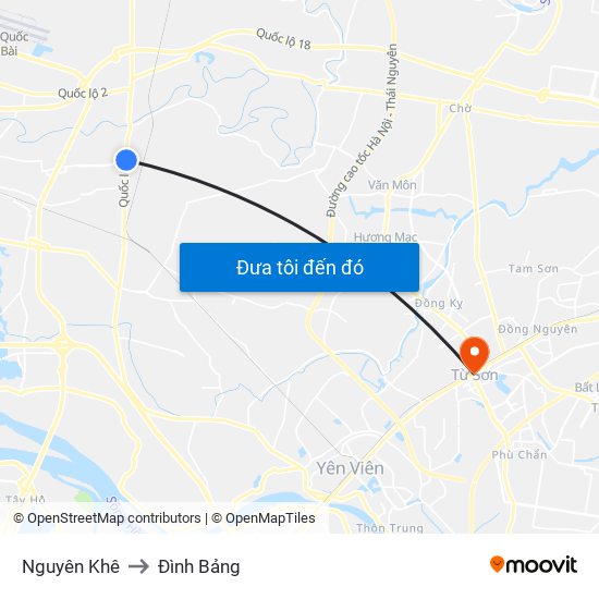 Nguyên Khê to Đình Bảng map