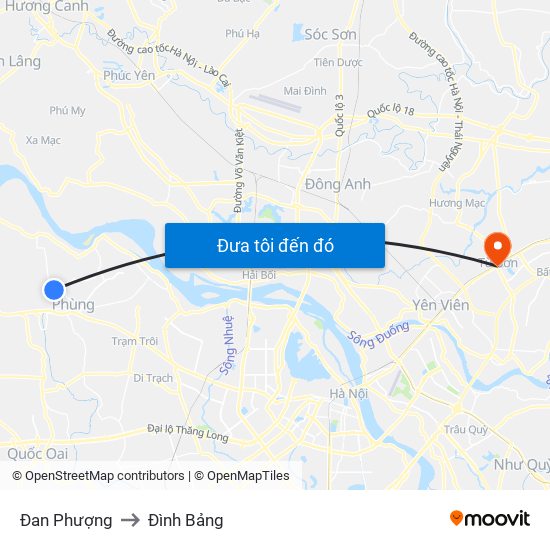 Đan Phượng to Đình Bảng map